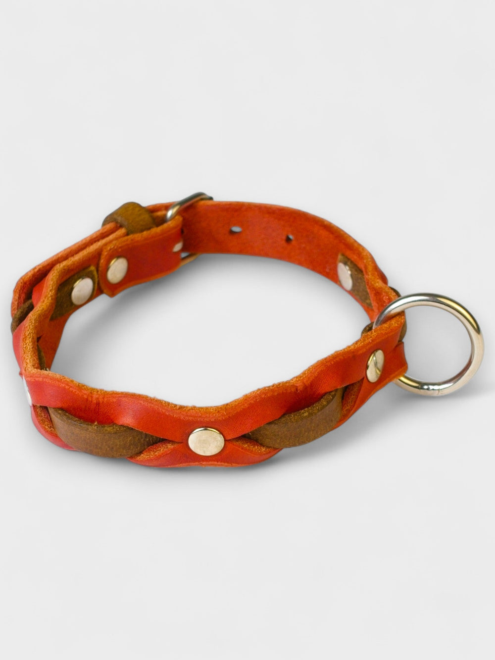 Zweifarbig geflochtenes Fettleder - Halsband - HappyHound