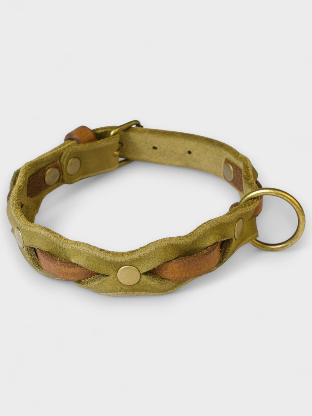 Zweifarbig geflochtenes Fettleder - Halsband - HappyHound
