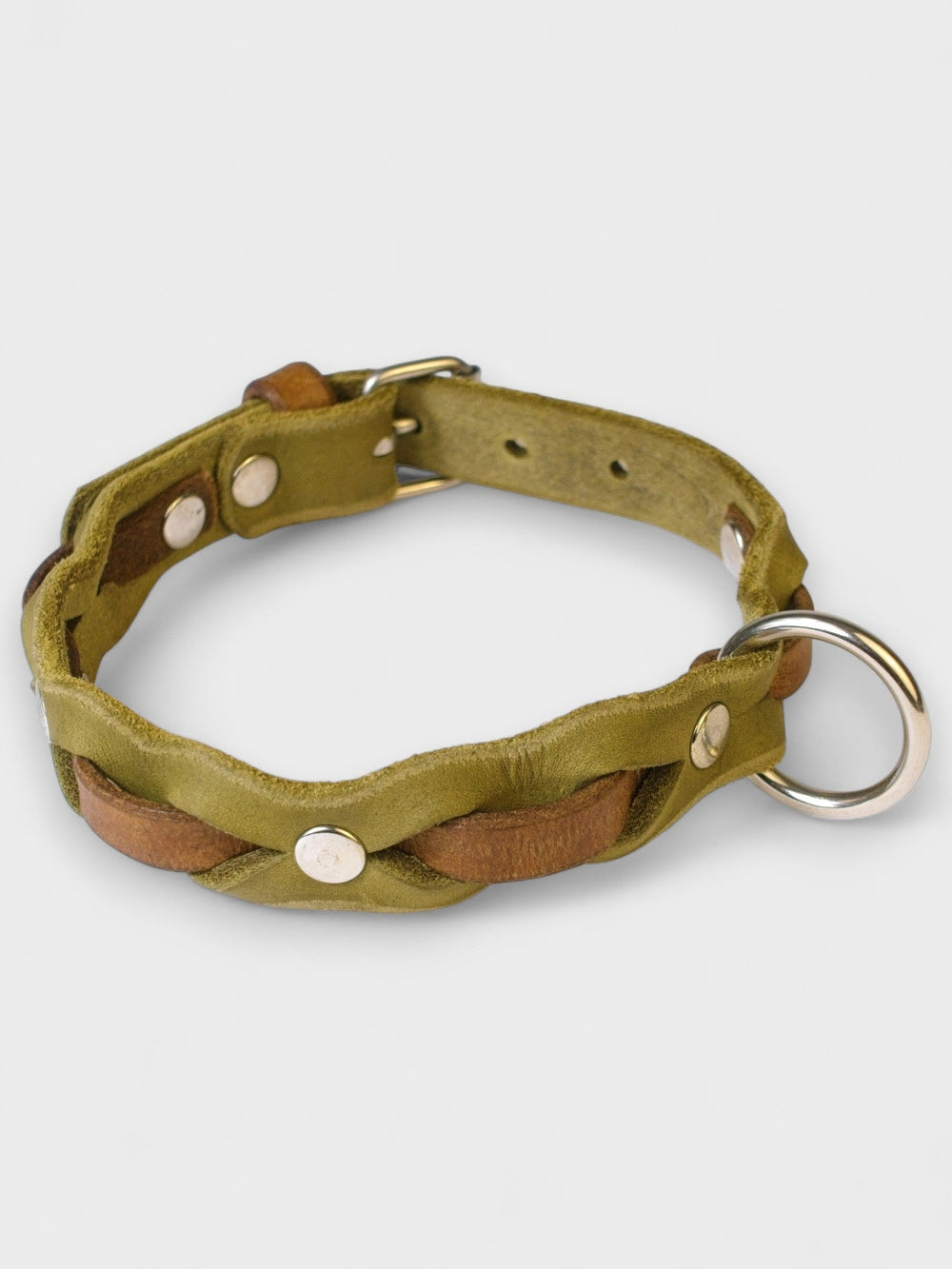 Zweifarbig geflochtenes Fettleder - Halsband - HappyHound