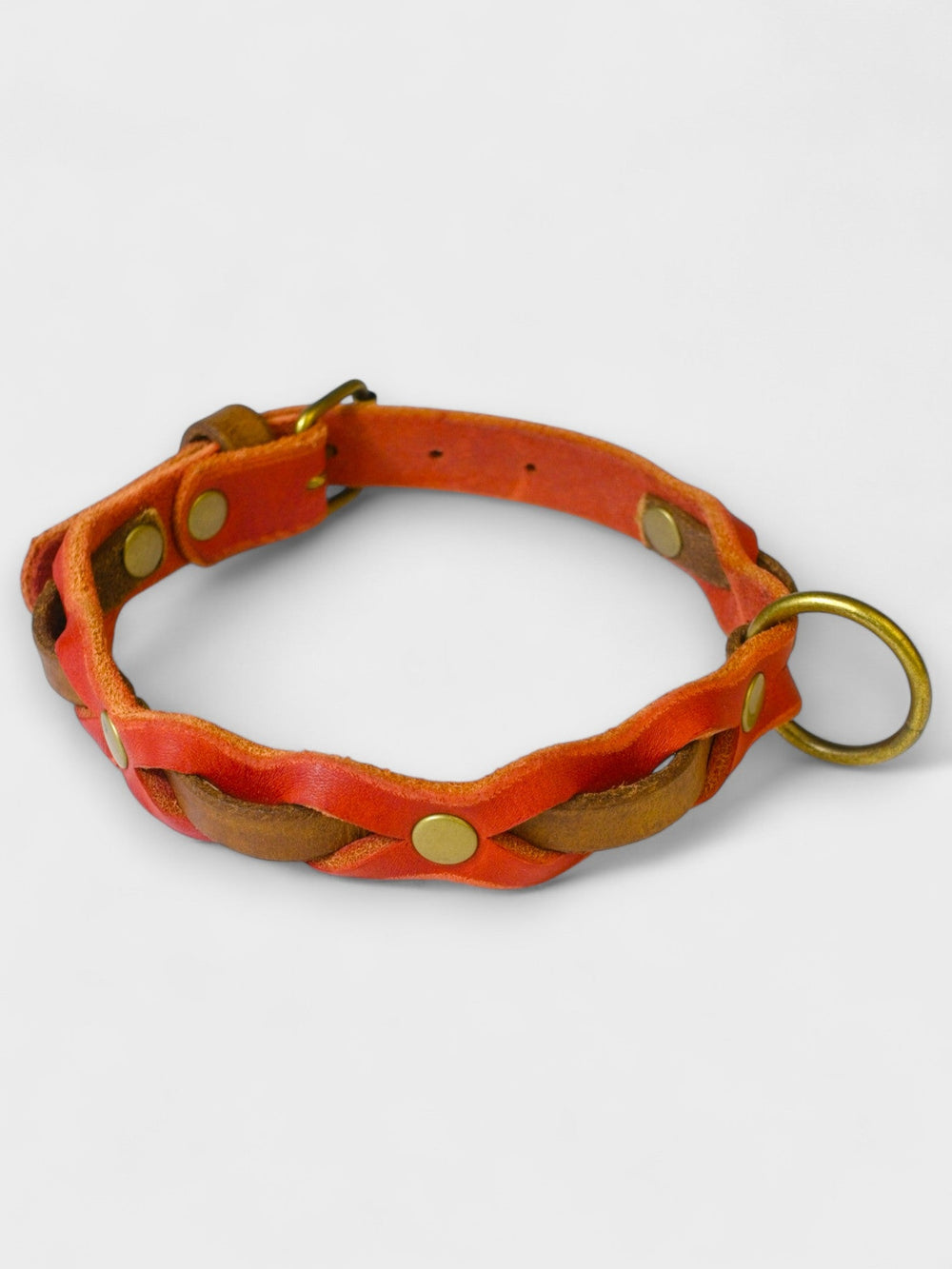 Zweifarbig geflochtenes Fettleder - Halsband - HappyHound