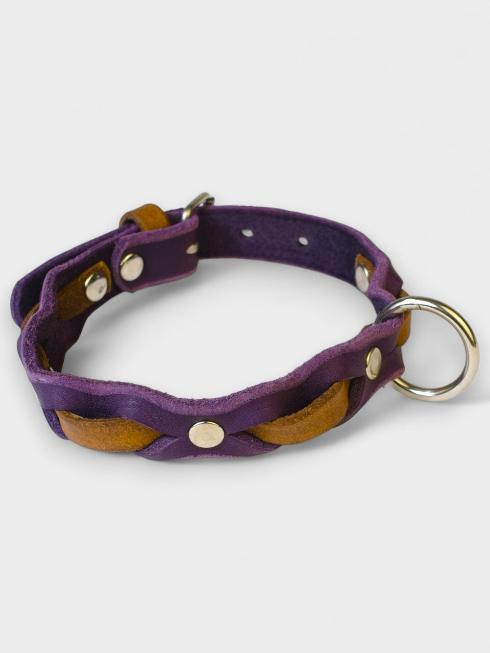 Zweifarbig geflochtenes Fettleder - Halsband - HappyHound