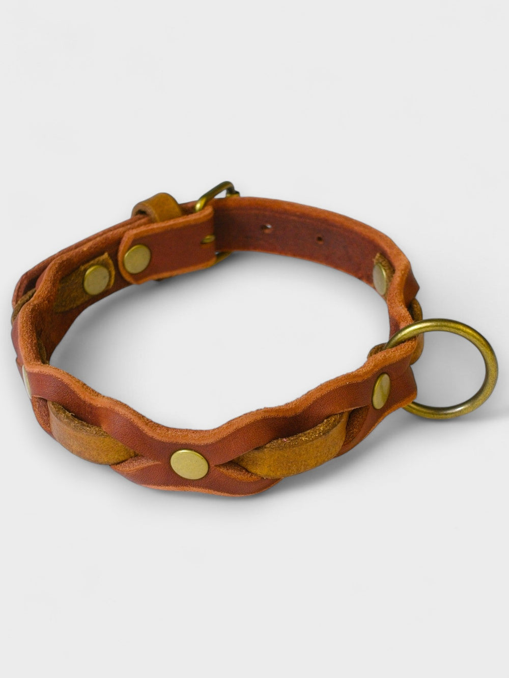 Zweifarbig geflochtenes Fettleder - Halsband - HappyHound