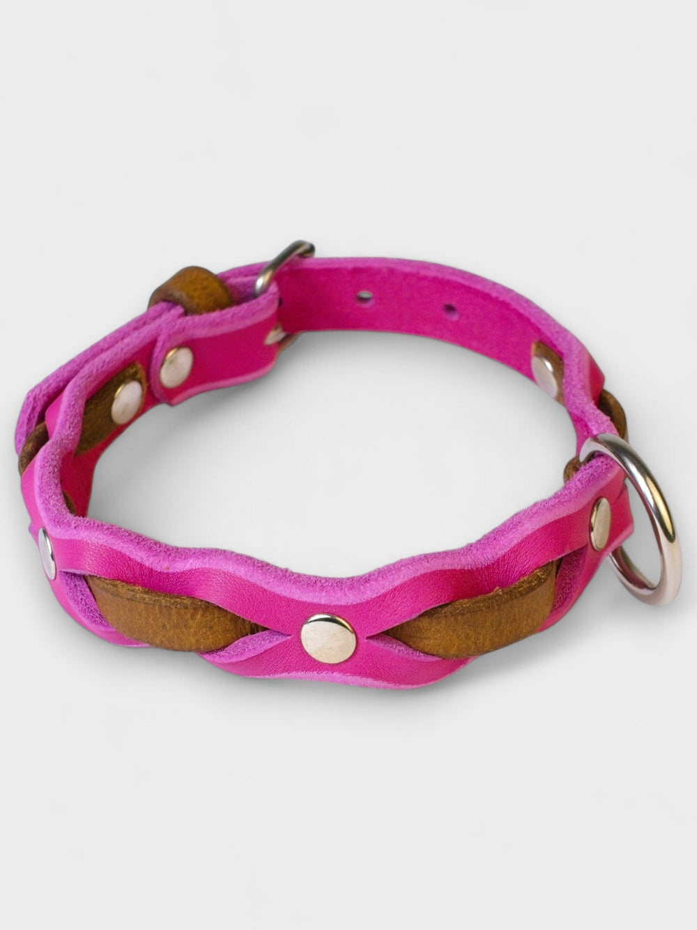 Zweifarbig geflochtenes Fettleder - Halsband - HappyHound