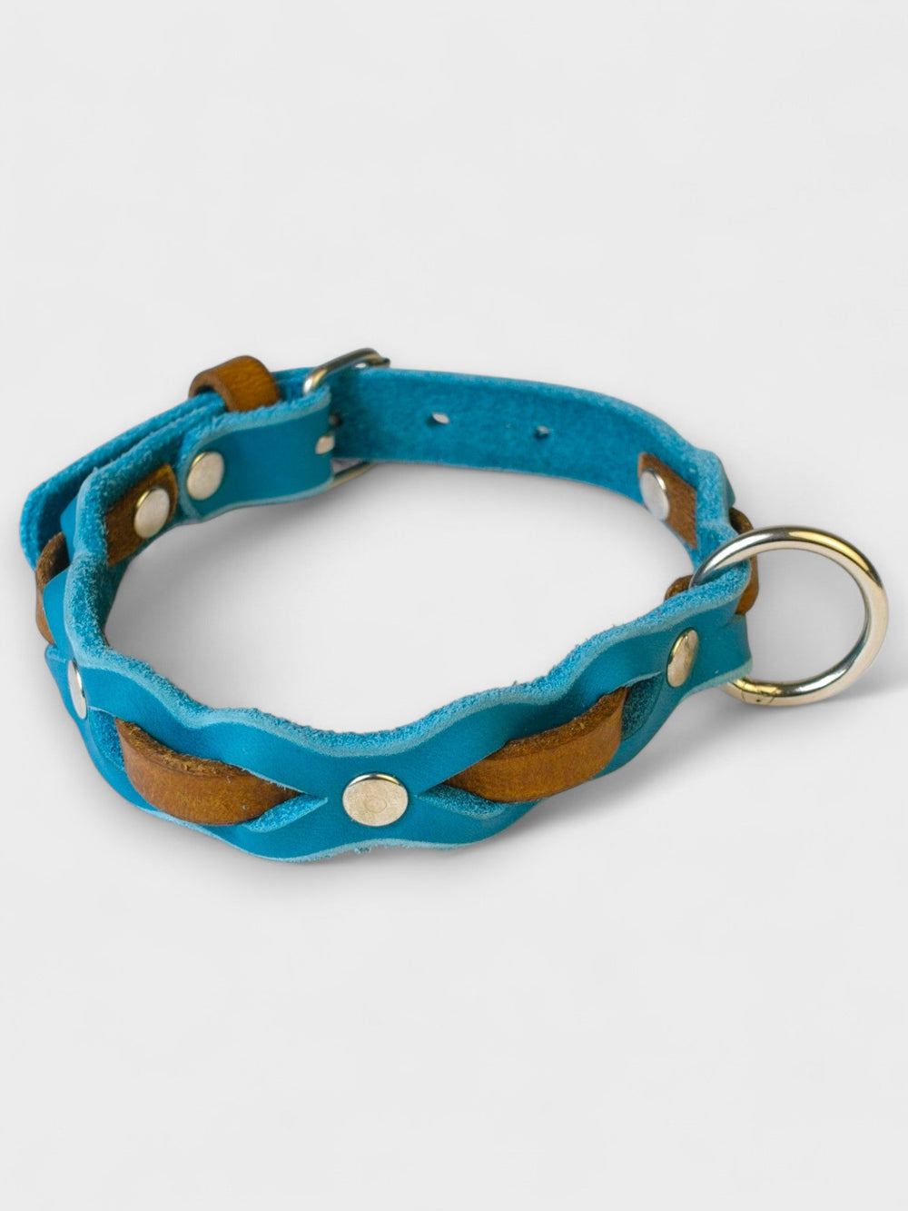 Zweifarbig geflochtenes Fettleder - Halsband - HappyHound