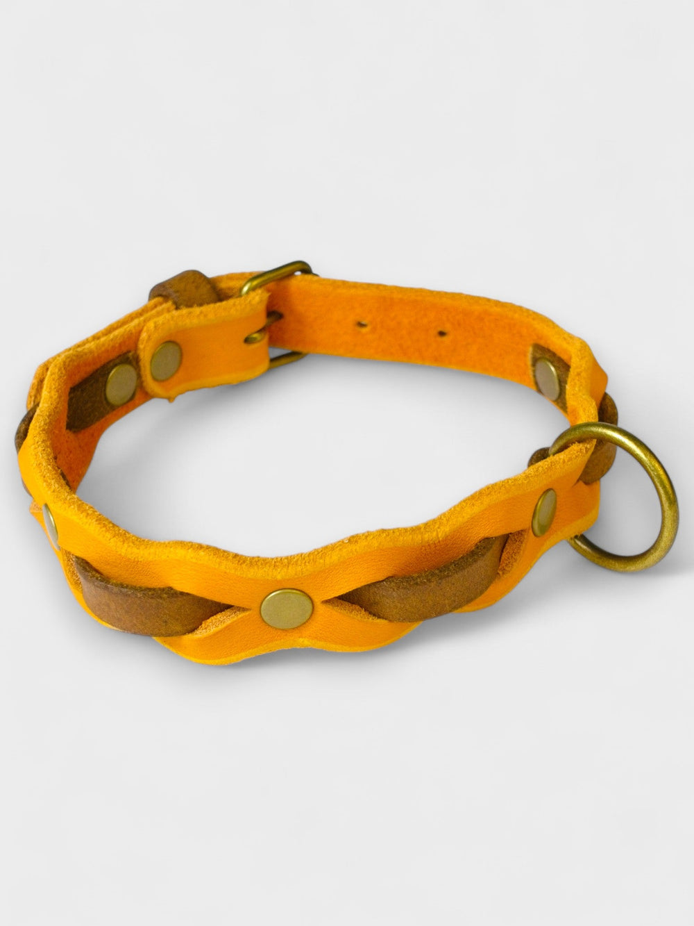 Zweifarbig geflochtenes Fettleder - Halsband - HappyHound