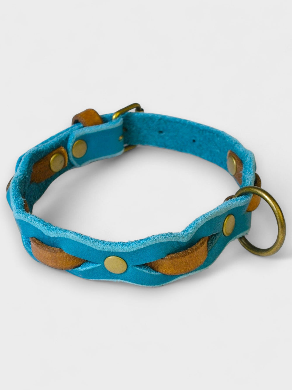 Zweifarbig geflochtenes Fettleder - Halsband - HappyHound