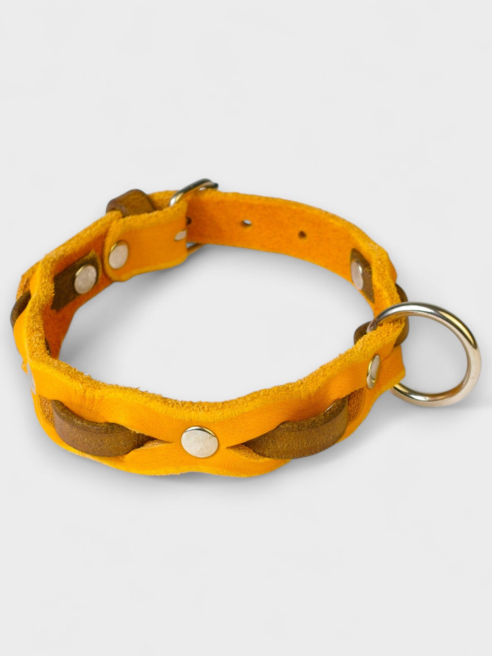 Zweifarbig geflochtenes Fettleder - Halsband - HappyHound