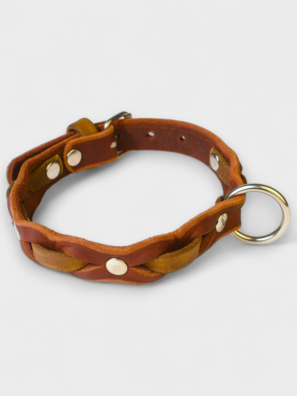 Zweifarbig geflochtenes Fettleder-Halsband