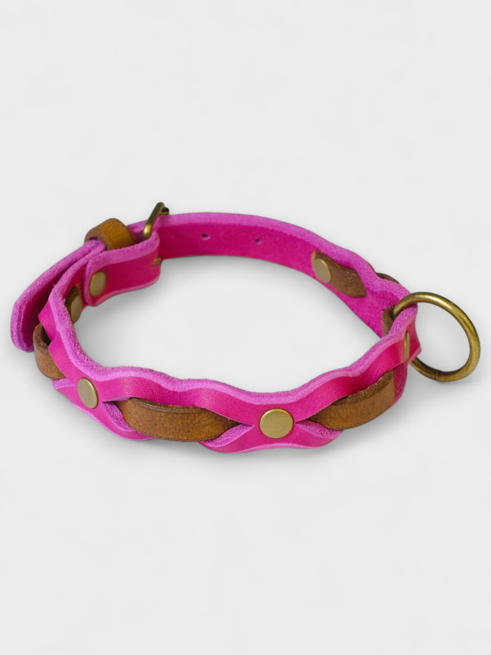 Zweifarbig geflochtenes Fettleder-Halsband