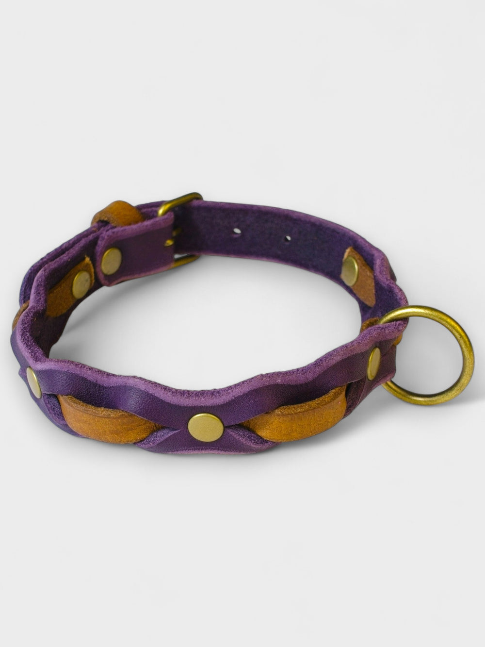 Zweifarbig geflochtenes Fettleder-Halsband