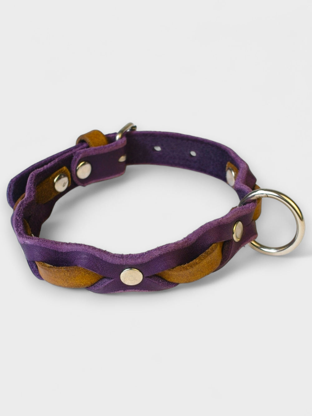 Zweifarbig geflochtenes Fettleder-Halsband