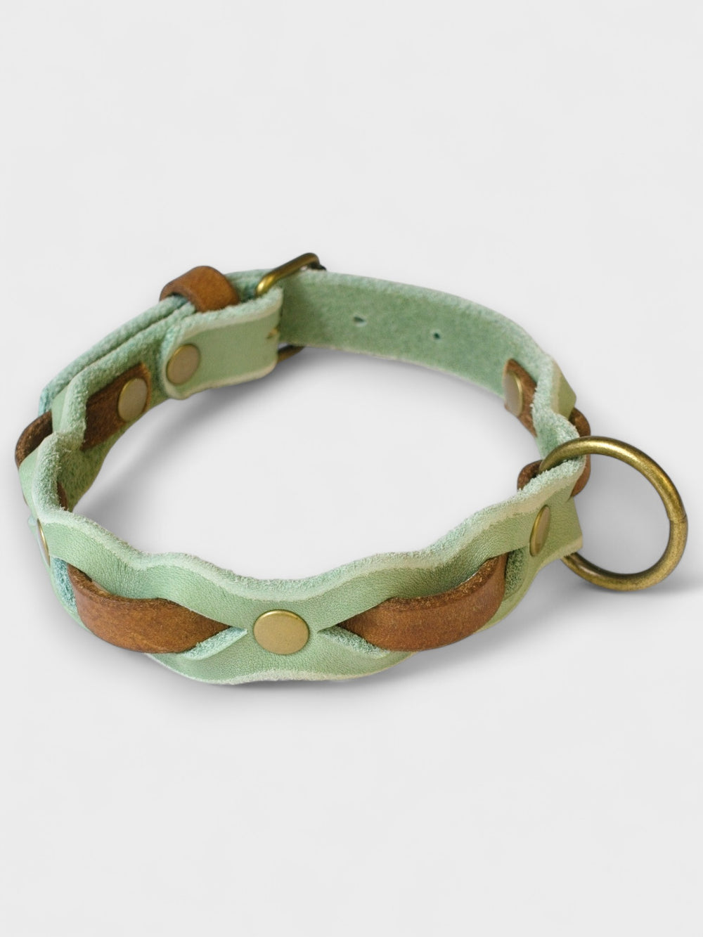 Zweifarbig geflochtenes Fettleder-Halsband