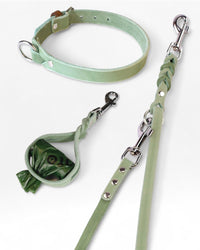 Einfaches Halsband nach Maß + Verstellbare Leine 15mm + Gratis Kotbeutelspender - HappyHound