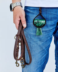 Einfaches Halsband nach Maß + Verstellbare Leine 15mm + Gratis Kotbeutelspender - HappyHound