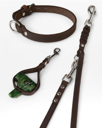 Einfaches Halsband nach Maß + Verstellbare Leine 15mm + Gratis Kotbeutelspender - HappyHound