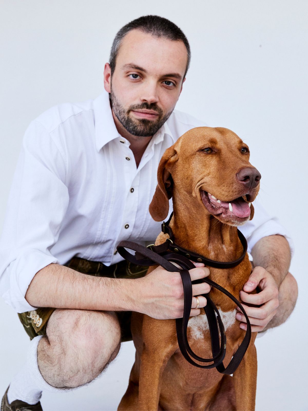 Zugstopp - Leine aus Fettleder 15mm - HappyHound