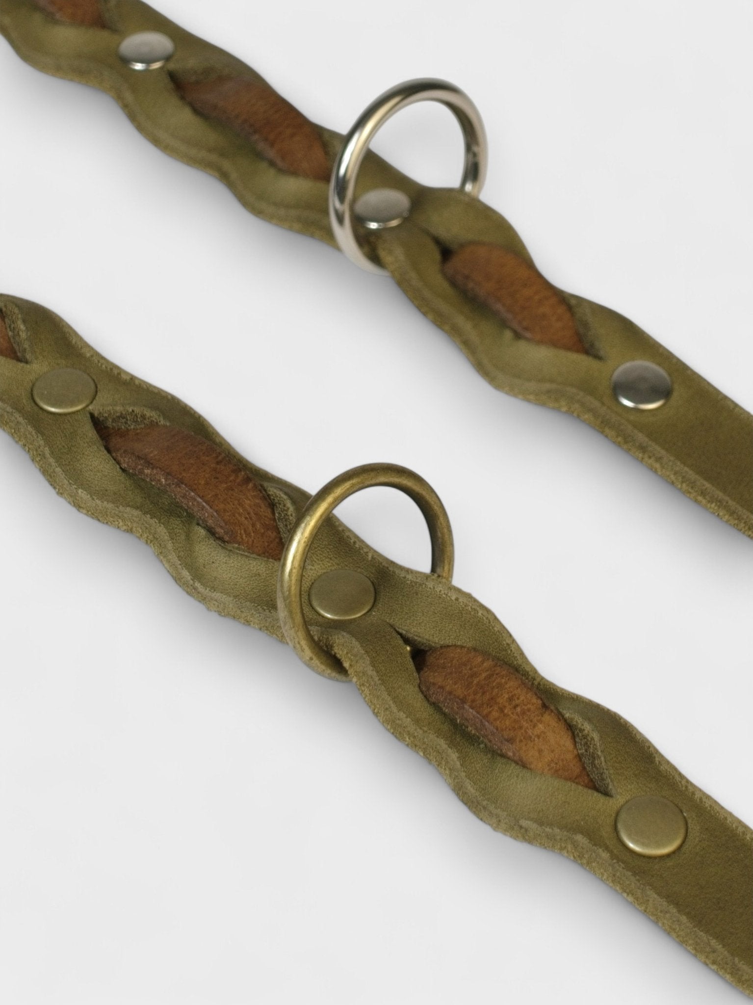 Zweifarbig geflochtenes Fettleder - Halsband - HappyHound