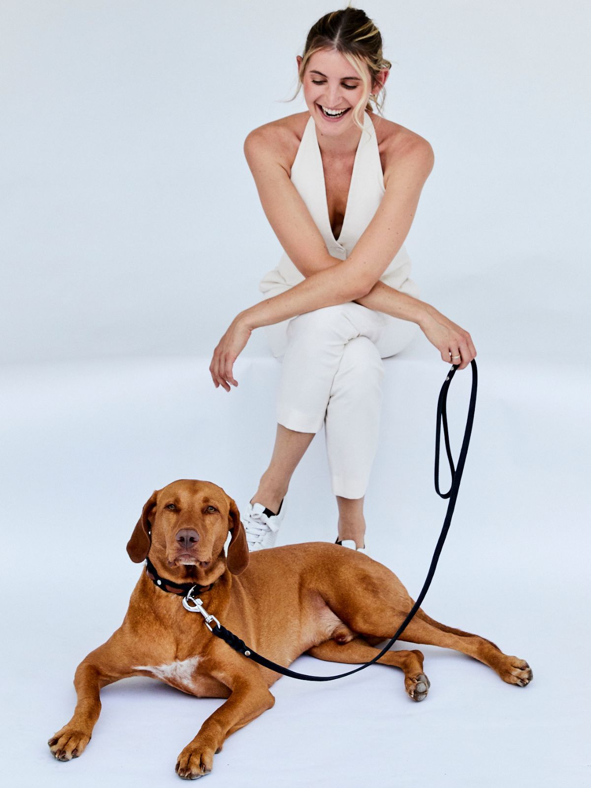 Zweifarbig geflochtenes Fettleder - Halsband - HappyHound