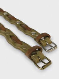 Zweifarbig geflochtenes Fettleder - Halsband - HappyHound