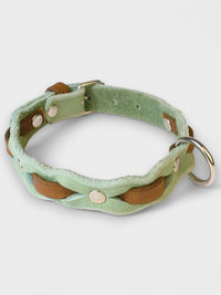 Zweifarbig geflochtenes Fettleder - Halsband - HappyHound