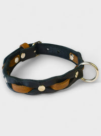 Zweifarbig geflochtenes Fettleder - Halsband - HappyHound